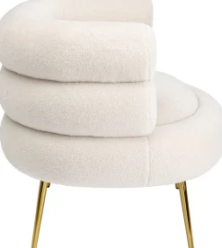 Outlet KARE Design Fotel do salonu nowoczesny tkanina pluszowa biała nogi złote 74x78 cm - KARE