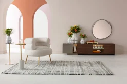 Outlet KARE Design Fotel do salonu nowoczesny tkanina pluszowa biała nogi złote 74x78 cm - KARE