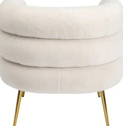 Outlet KARE Design Fotel do salonu nowoczesny tkanina pluszowa biała nogi złote 74x78 cm - KARE