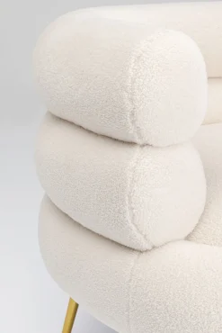 Outlet KARE Design Fotel do salonu nowoczesny tkanina pluszowa biała nogi złote 74x78 cm - KARE