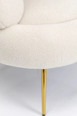 Outlet KARE Design Fotel do salonu nowoczesny tkanina pluszowa biała nogi złote 74x78 cm - KARE