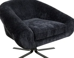 Outlet KARE Design Fotel duży obrotowy tapicerka szaroniebieska nogi czarne 82x95 cm - KARE