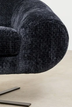 Outlet KARE Design Fotel duży obrotowy tapicerka szaroniebieska nogi czarne 82x95 cm - KARE