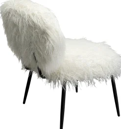 Clearance KARE Design Fotel futrzak biały nogi czarne stalowe 63x78 cm - KARE