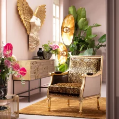 New KARE Design Fotel glamour do salonu panterka rama złota 70x98 cm - KARE