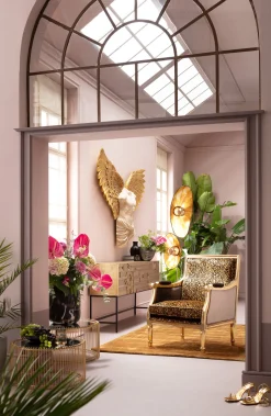 New KARE Design Fotel glamour do salonu panterka rama złota 70x98 cm - KARE