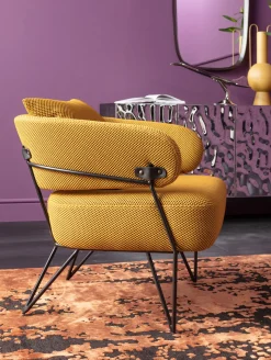 Sale KARE Design Fotel nowoczesny do salonu żółty nogi stalowe czarne 78x71 cm - KARE