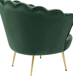 Hot KARE Design Fotel nowoczesny muszelka ciemnozielony aksamitny nogi złote 83x77 cm - KARE