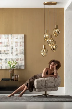 Online KARE Design Fotel obrotowy beżowy nogi złote stalowe 95x68 cm - KARE