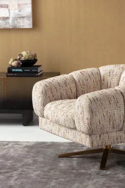 Online KARE Design Fotel obrotowy beżowy nogi złote stalowe 95x68 cm - KARE