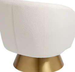 Discount KARE Design Fotel obrotowy biały tkanina boucle podstawa złota 78x75 cm - KARE