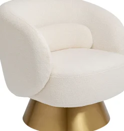 Discount KARE Design Fotel obrotowy biały tkanina boucle podstawa złota 78x75 cm - KARE