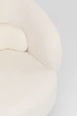 Discount KARE Design Fotel obrotowy biały tkanina boucle podstawa złota 78x75 cm - KARE