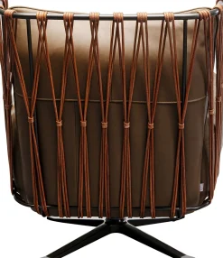 Fashion KARE Design Fotel obrotowy brązowy ekskluzywny skóra semianilinowa 99x90 cm - KARE