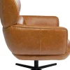 Outlet KARE Design Fotel obrotowy brązowy skóra semianilinowa podstawa czarna stalowa 75x97 cm - KARE