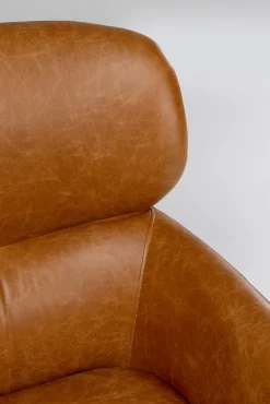 Outlet KARE Design Fotel obrotowy brązowy skóra semianilinowa podstawa czarna stalowa 75x97 cm - KARE