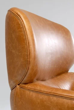 Outlet KARE Design Fotel obrotowy brązowy skóra semianilinowa podstawa czarna stalowa 75x97 cm - KARE