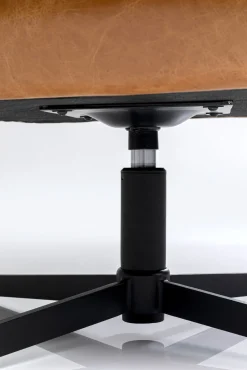 Outlet KARE Design Fotel obrotowy brązowy skóra semianilinowa podstawa czarna stalowa 75x97 cm - KARE