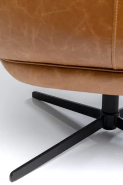 Outlet KARE Design Fotel obrotowy brązowy skóra semianilinowa podstawa czarna stalowa 75x97 cm - KARE