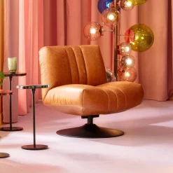 Outlet KARE Design Fotel obrotowy brązowy skóra semianilinowa 72x74 cm - KARE