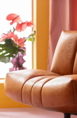 Outlet KARE Design Fotel obrotowy brązowy skóra semianilinowa 72x74 cm - KARE