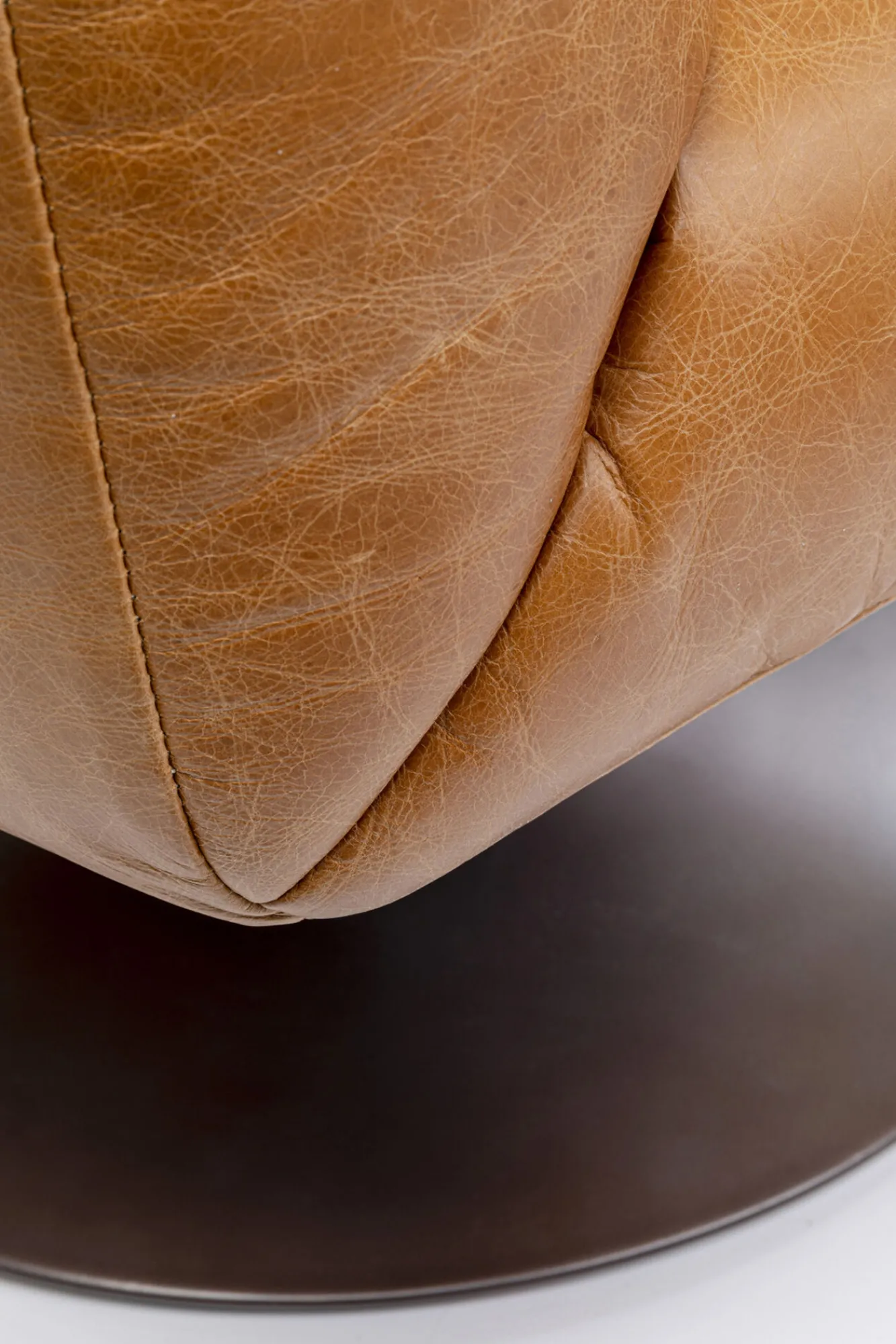 Outlet KARE Design Fotel obrotowy brązowy skóra semianilinowa 72x74 cm - KARE