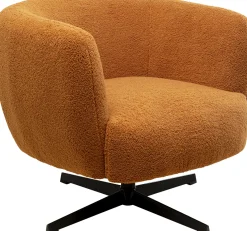 Sale KARE Design Fotel obrotowy brązowy tkanina pluszowa nogi czarne stalowe 77x75 cm - KARE