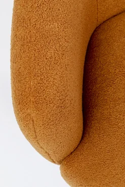 Sale KARE Design Fotel obrotowy brązowy tkanina pluszowa nogi czarne stalowe 77x75 cm - KARE