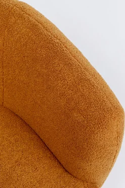 Sale KARE Design Fotel obrotowy brązowy tkanina pluszowa nogi czarne stalowe 77x75 cm - KARE