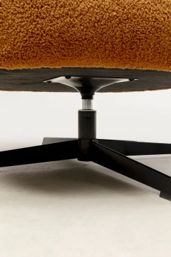 Sale KARE Design Fotel obrotowy brązowy tkanina pluszowa nogi czarne stalowe 77x75 cm - KARE
