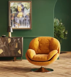 Clearance KARE Design Fotel obrotowy Cosy 81x84 cm bursztynowy - KARE