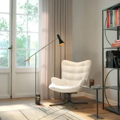 New KARE Design Fotel obrotowy do salonu tkanina boucle kremowa nogi czarne - KARE