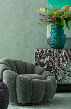 Best KARE Design Fotel obrotowy do salonu tkanina melanżowa zielona 94x66 cm - KARE