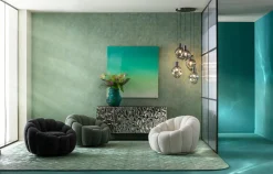 Best KARE Design Fotel obrotowy do salonu tkanina melanżowa zielona 94x66 cm - KARE