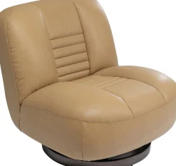 New KARE Design Fotel obrotowy jasnobrązowy skóra semianilinowa podstawa czarna 79x74 cm - KARE