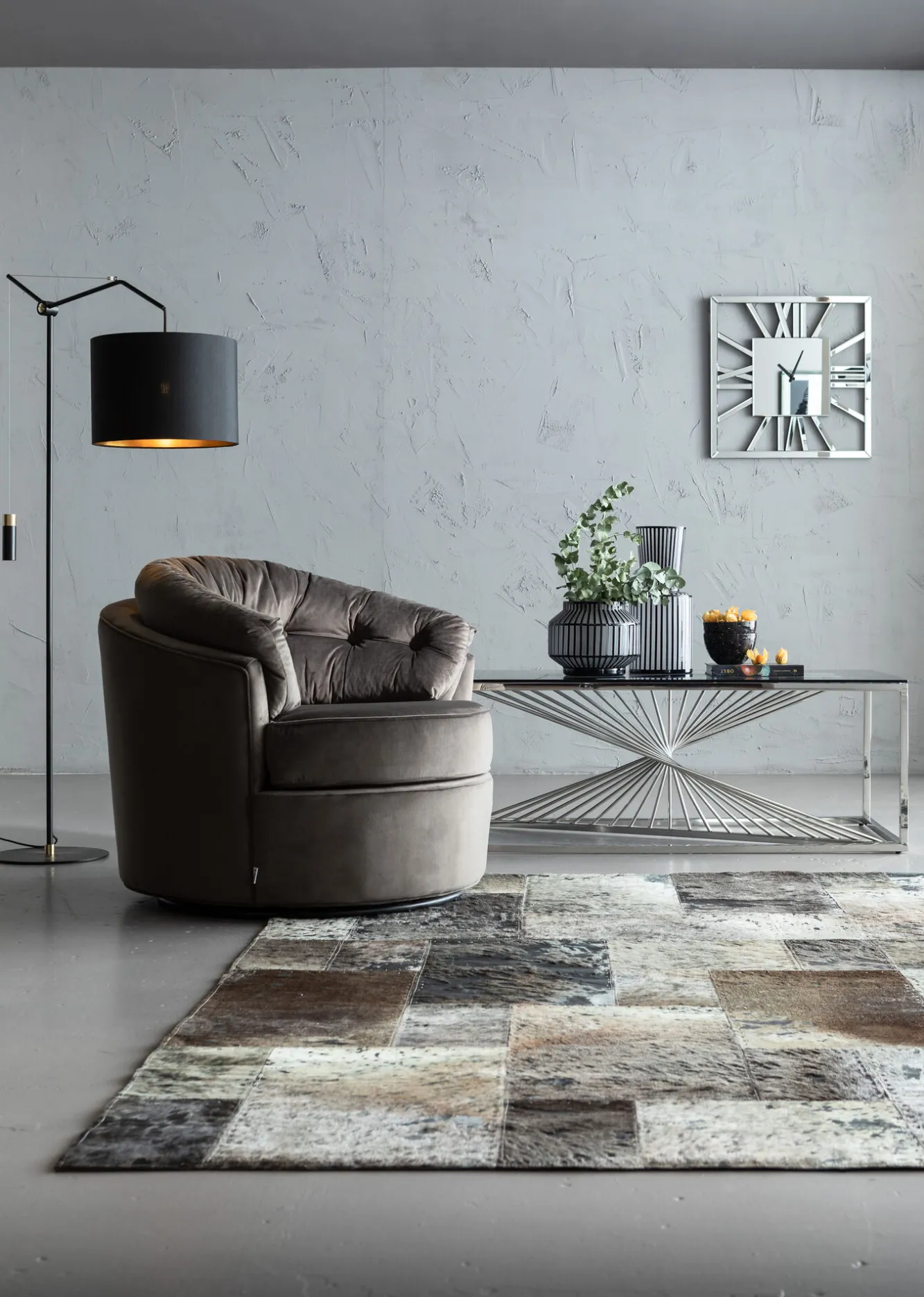 Fashion KARE Design Fotel obrotowy Music Hall 90x71 cm szary - KARE