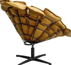 Fashion KARE Design Fotel obrotowy musztardowy z podnóżkiem podstawa czarna stalowa 82x80 cm - KARE