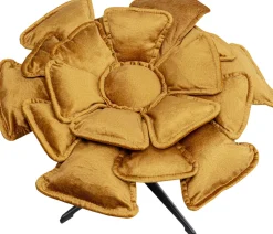 Fashion KARE Design Fotel obrotowy musztardowy z podnóżkiem podstawa czarna stalowa 82x80 cm - KARE