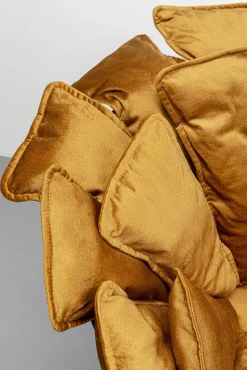 Fashion KARE Design Fotel obrotowy musztardowy z podnóżkiem podstawa czarna stalowa 82x80 cm - KARE