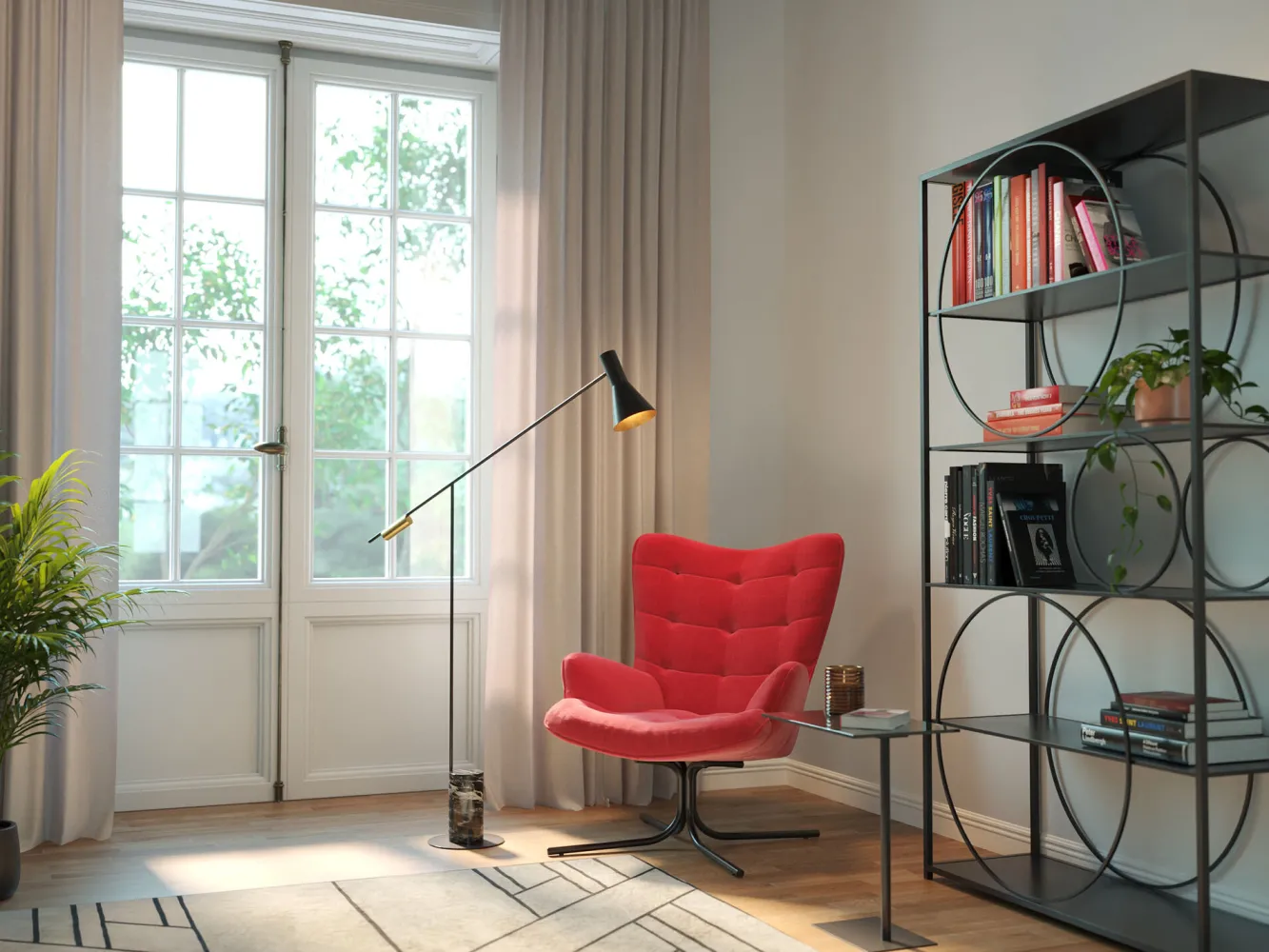 Hot KARE Design Fotel obrotowy Oscar Velvet 82x95 cm czerwony - KARE