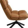 New KARE Design Fotel obrotowy tapicerka brązowa nogi czarne stalowe 68x94 cm - KARE