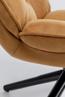 New KARE Design Fotel obrotowy tapicerka brązowa nogi czarne stalowe 68x94 cm - KARE