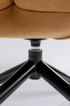 New KARE Design Fotel obrotowy tapicerka brązowa nogi czarne stalowe 68x94 cm - KARE