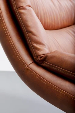Hot KARE Design Fotel obrotowy tapicerowany brązowa ekoskóra nogi czarne stalowe 75x87 cm - KARE