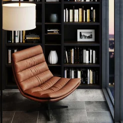 Hot KARE Design Fotel obrotowy tapicerowany brązowa ekoskóra nogi czarne stalowe 75x87 cm - KARE