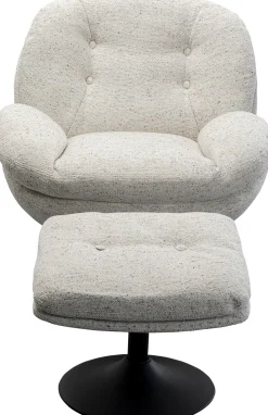 Outlet KARE Design Fotel obrotowy z podnóżkiem tkanina z kolorowymi detalami 81x84 cm - KARE