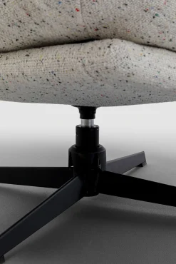 New KARE Design Fotel obrotowy z podnóżkiem jasnoszary podstawa czarna stalowa - KARE