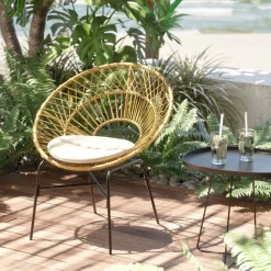 Clearance KARE Design Fotel ogrodowy Bali 75x83 cm naturalny - nogi czarne - KARE