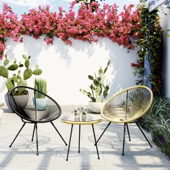 Fashion KARE Design Fotel ogrodowy brązowy nogi metalowe czarne - KARE