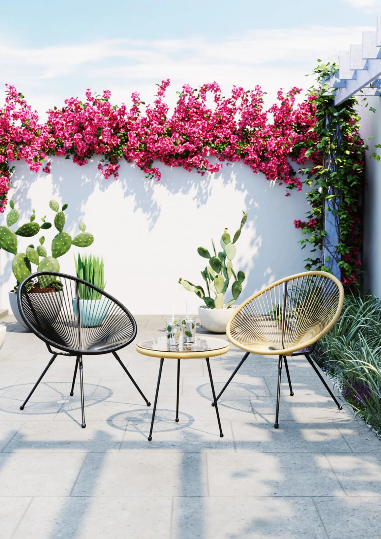 Fashion KARE Design Fotel ogrodowy brązowy nogi metalowe czarne - KARE